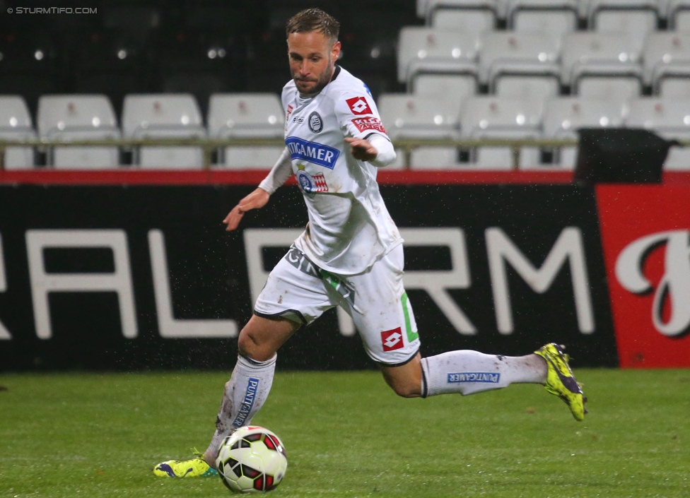 Admira Wacker - Sturm Graz
Oesterreichische Fussball Bundesliga, 17. Runde, FC Admira Wacker Moedling, Stadion Suedstadt Maria Enzersdorf, 29.11.2014. 

Foto zeigt Martin Ehrenreich (Sturm)
