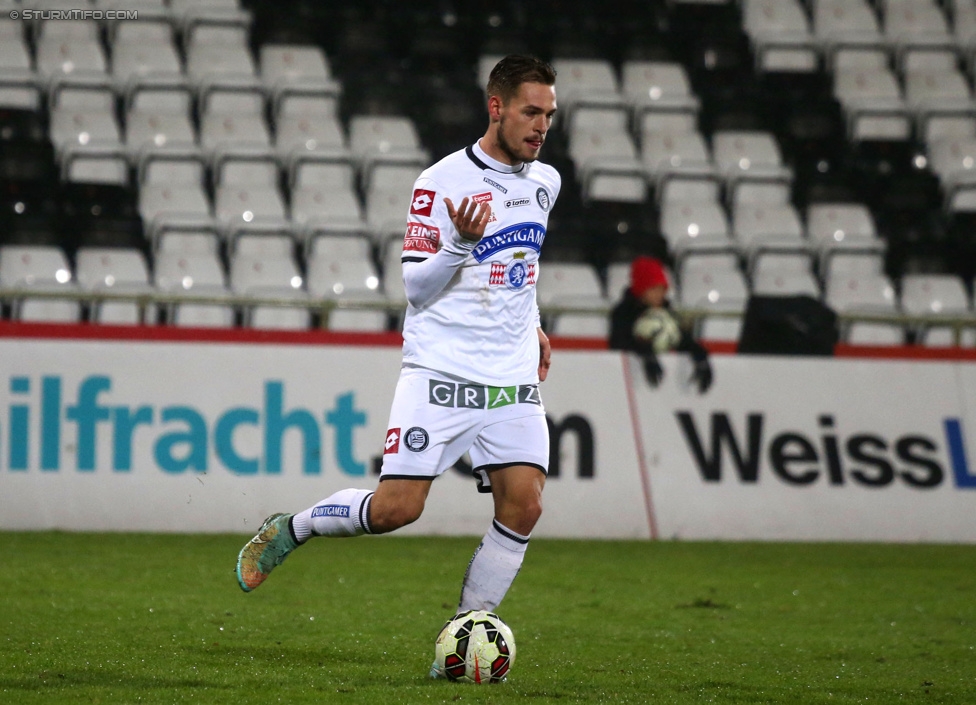 Admira Wacker - Sturm Graz
Oesterreichische Fussball Bundesliga, 17. Runde, FC Admira Wacker Moedling, Stadion Suedstadt Maria Enzersdorf, 29.11.2014. 

Foto zeigt Lukas Spendlhofer (Sturm)
