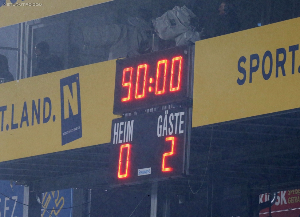 Admira Wacker - Sturm Graz
Oesterreichische Fussball Bundesliga, 17. Runde, FC Admira Wacker Moedling, Stadion Suedstadt Maria Enzersdorf, 29.11.2014. 

Foto zeigt die Anzeigetafel
