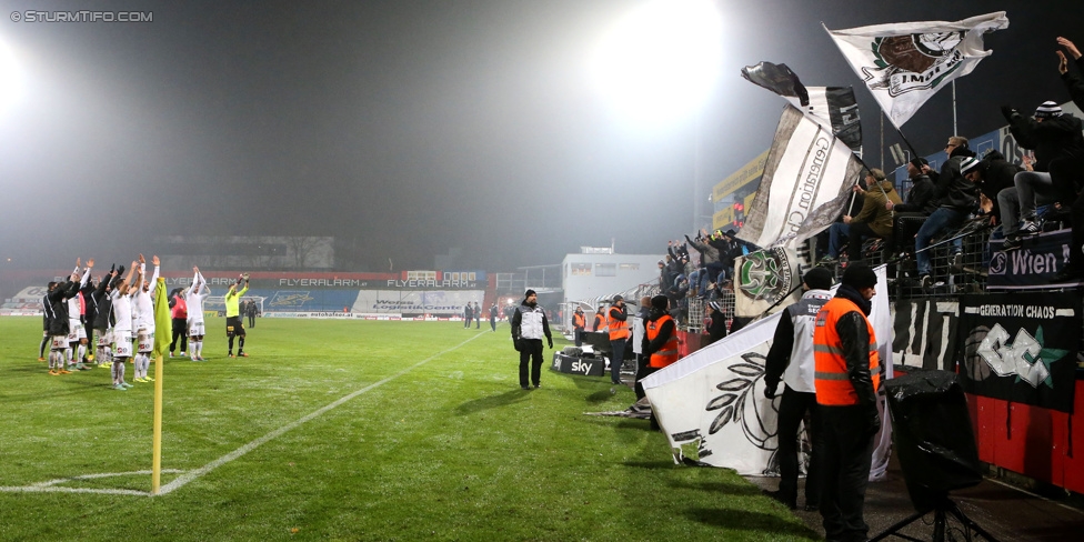 Admira Wacker - Sturm Graz
Oesterreichische Fussball Bundesliga, 17. Runde, FC Admira Wacker Moedling, Stadion Suedstadt Maria Enzersdorf, 29.11.2014. 

Foto zeigt die Mannschaft von Sturm
Schlüsselwörter: jubel