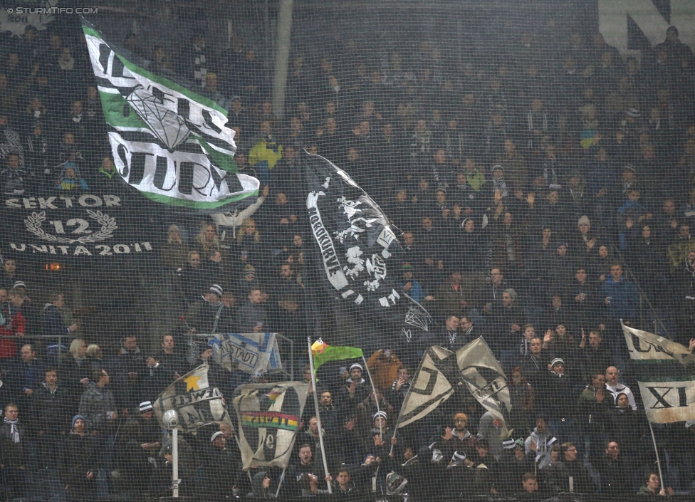 Sturm Graz - Ried
Oesterreichische Fussball Bundesliga, 18. Runde, SK Sturm Graz - SV Ried, Stadion Liebenau Graz, 06.12.2014. 

Foto zeigt Fans von Sturm
