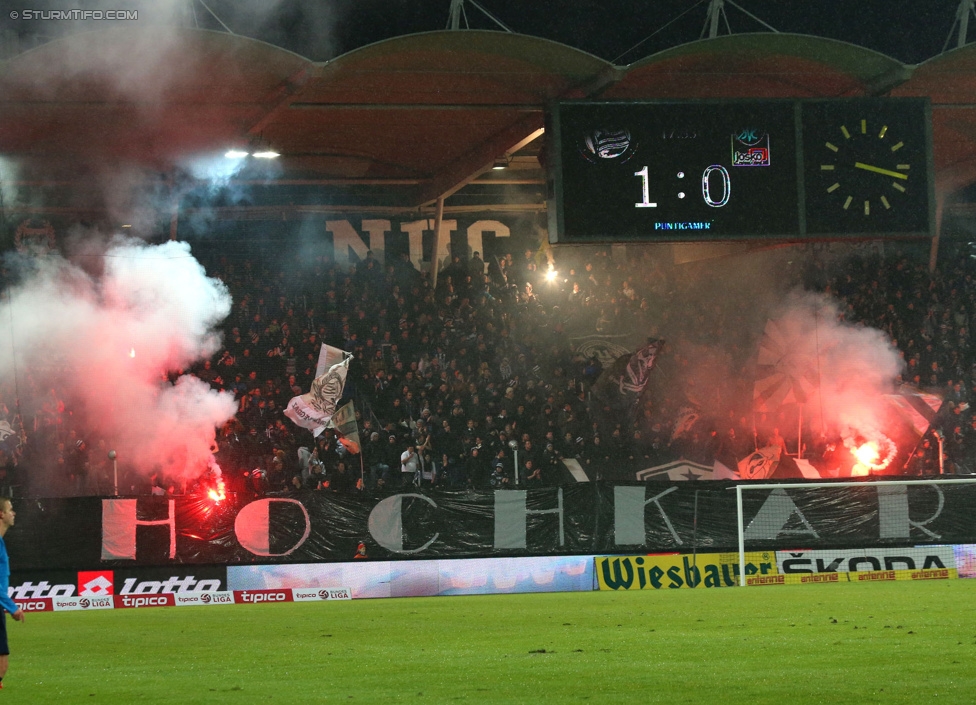 Sturm Graz - Ried
Oesterreichische Fussball Bundesliga, 18. Runde, SK Sturm Graz - SV Ried, Stadion Liebenau Graz, 06.12.2014. 

Foto zeigt Fans von Sturm mit einer Choreografie
