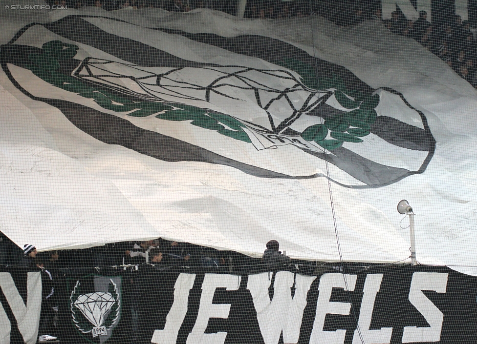 Sturm Graz - Ried
Oesterreichische Fussball Bundesliga, 18. Runde, SK Sturm Graz - SV Ried, Stadion Liebenau Graz, 06.12.2014. 

Foto zeigt Fans von Sturm mit einer Choreografie
