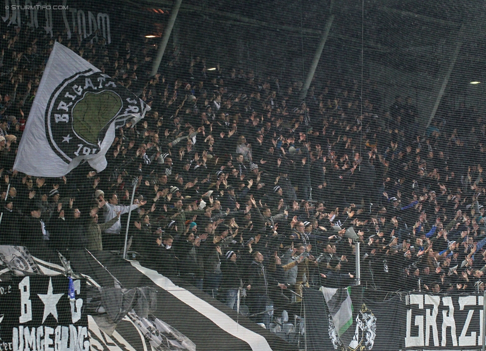 Sturm Graz - Ried
Oesterreichische Fussball Bundesliga, 18. Runde, SK Sturm Graz - SV Ried, Stadion Liebenau Graz, 06.12.2014. 

Foto zeigt Fans von Sturm
