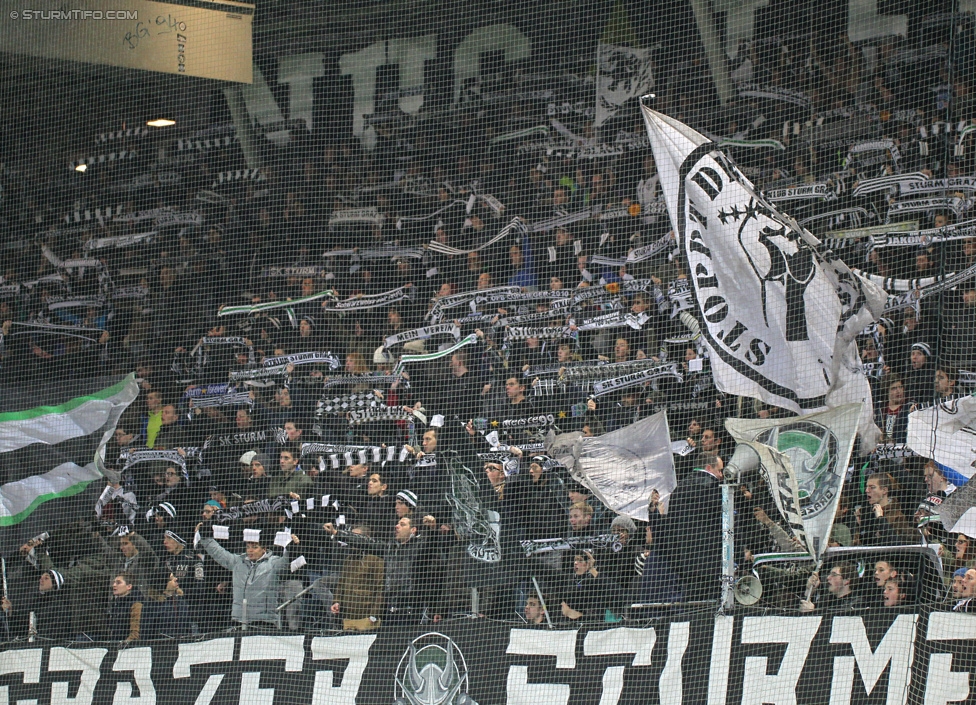 Sturm Graz - Ried
Oesterreichische Fussball Bundesliga, 18. Runde, SK Sturm Graz - SV Ried, Stadion Liebenau Graz, 06.12.2014. 

Foto zeigt Fans von Sturm
