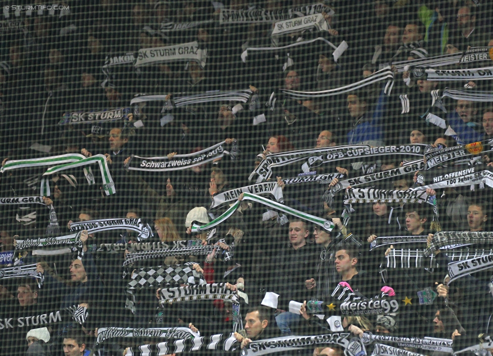 Sturm Graz - Ried
Oesterreichische Fussball Bundesliga, 18. Runde, SK Sturm Graz - SV Ried, Stadion Liebenau Graz, 06.12.2014. 

Foto zeigt Fans von Sturm
