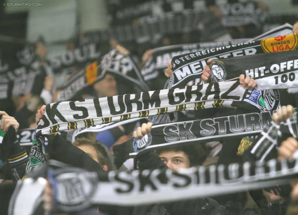 Sturm Graz - Ried
Oesterreichische Fussball Bundesliga, 18. Runde, SK Sturm Graz - SV Ried, Stadion Liebenau Graz, 06.12.2014. 

Foto zeigt Fans von Sturm

