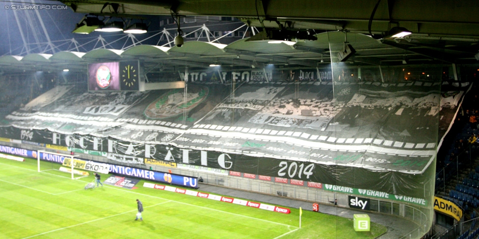 Sturm Graz - Ried
Oesterreichische Fussball Bundesliga, 18. Runde, SK Sturm Graz - SV Ried, Stadion Liebenau Graz, 06.12.2014. 

Foto zeigt Fans von Sturm mit einer Choreografie
