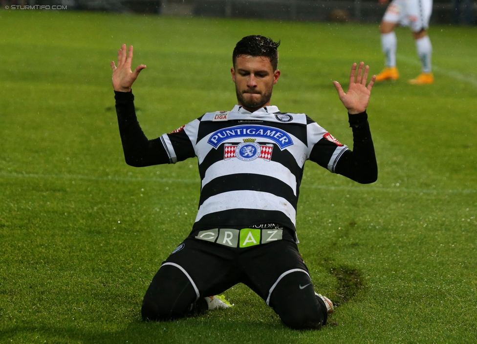 Sturm Graz - Ried
Oesterreichische Fussball Bundesliga, 18. Runde, SK Sturm Graz - SV Ried, Stadion Liebenau Graz, 06.12.2014. 

Foto zeigt Marco Djuricin (Sturm)
Schlüsselwörter: torjubel