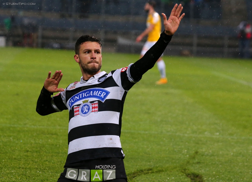 Sturm Graz - Ried
Oesterreichische Fussball Bundesliga, 18. Runde, SK Sturm Graz - SV Ried, Stadion Liebenau Graz, 06.12.2014. 

Foto zeigt Marco Djuricin (Sturm)
Schlüsselwörter: torjubel