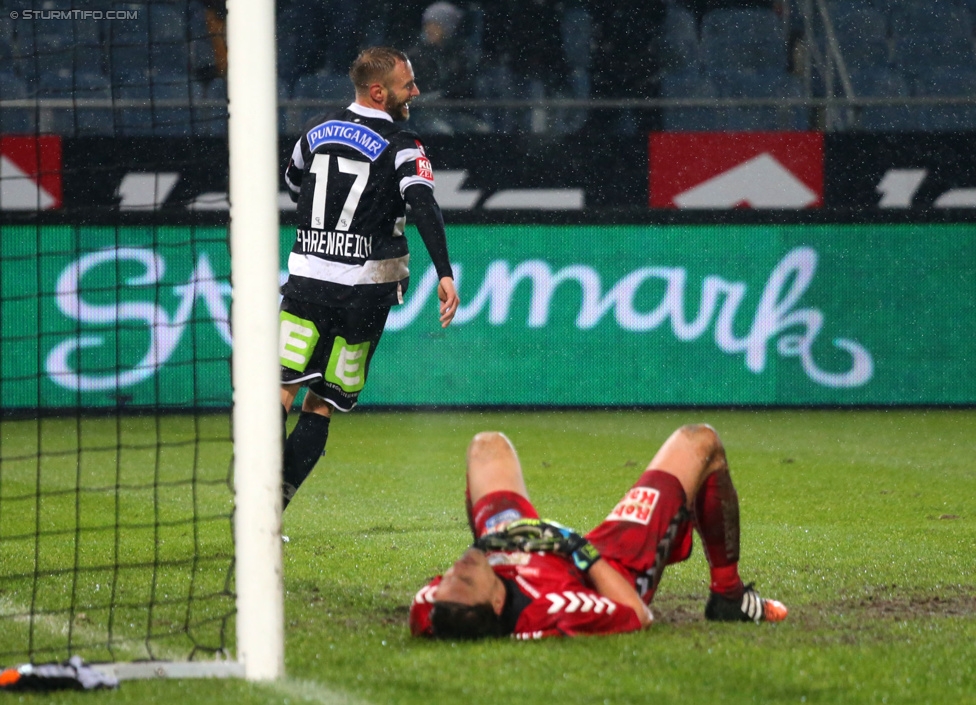 Sturm Graz - Ried
Oesterreichische Fussball Bundesliga, 18. Runde, SK Sturm Graz - SV Ried, Stadion Liebenau Graz, 06.12.2014. 

Foto zeigt Martin Ehrenreich (Sturm) und Thomas Gebauer (Ried)
Schlüsselwörter: tor