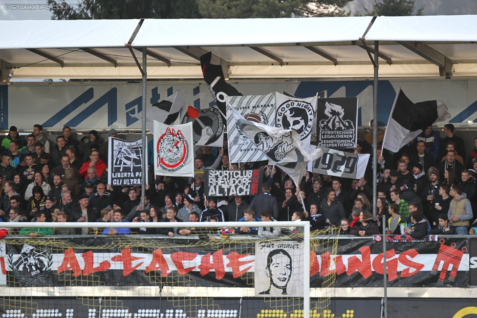 Altach - Sturm Graz
Oesterreichische Fussball Bundesliga, 19. Runde, SCR Altach - SK Sturm Graz, Stadion Schnabelholz Altach, 13.12.2014. 

Foto zeigt Fans von Altach
