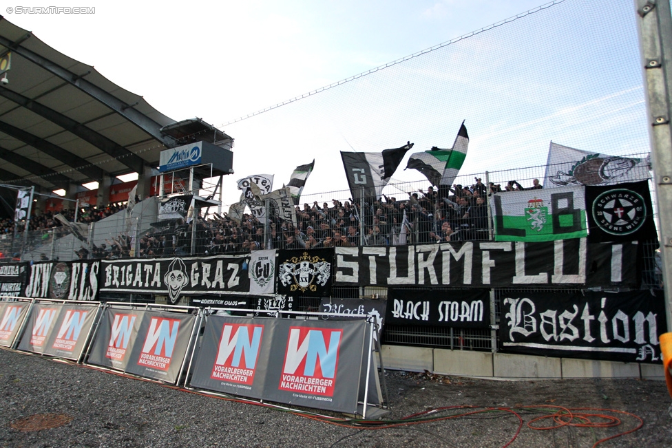 Altach - Sturm Graz
Oesterreichische Fussball Bundesliga, 19. Runde, SCR Altach - SK Sturm Graz, Stadion Schnabelholz Altach, 13.12.2014. 

Foto zeigt Fans von Sturm
