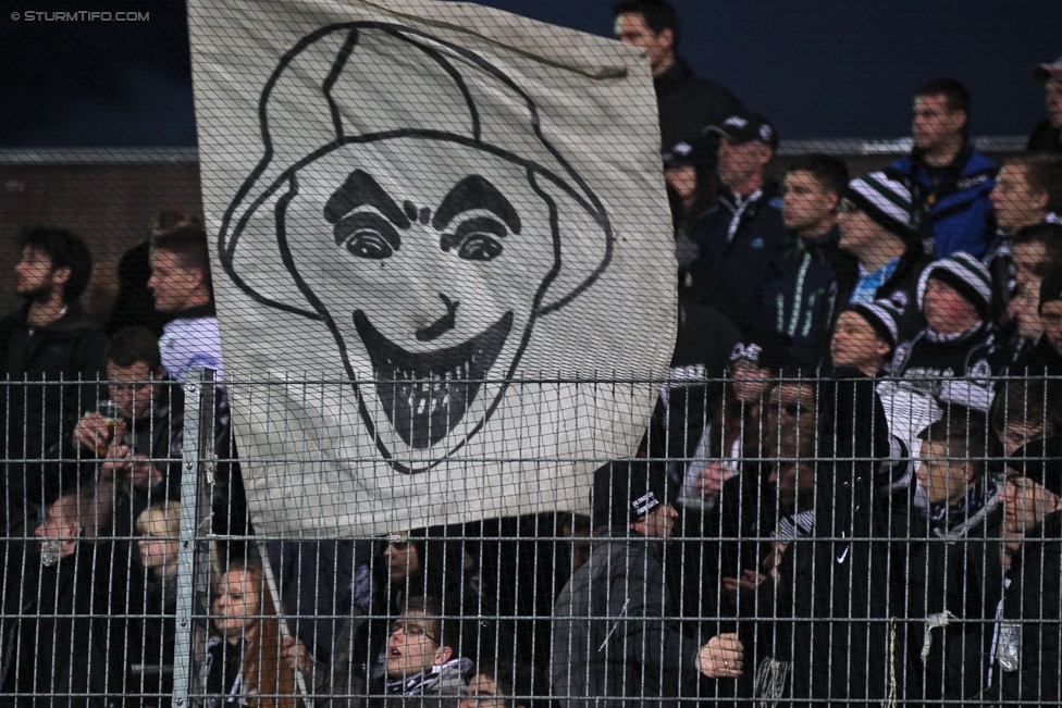 Altach - Sturm Graz
Oesterreichische Fussball Bundesliga, 19. Runde, SCR Altach - SK Sturm Graz, Stadion Schnabelholz Altach, 13.12.2014. 

Foto zeigt Fans von Sturm
