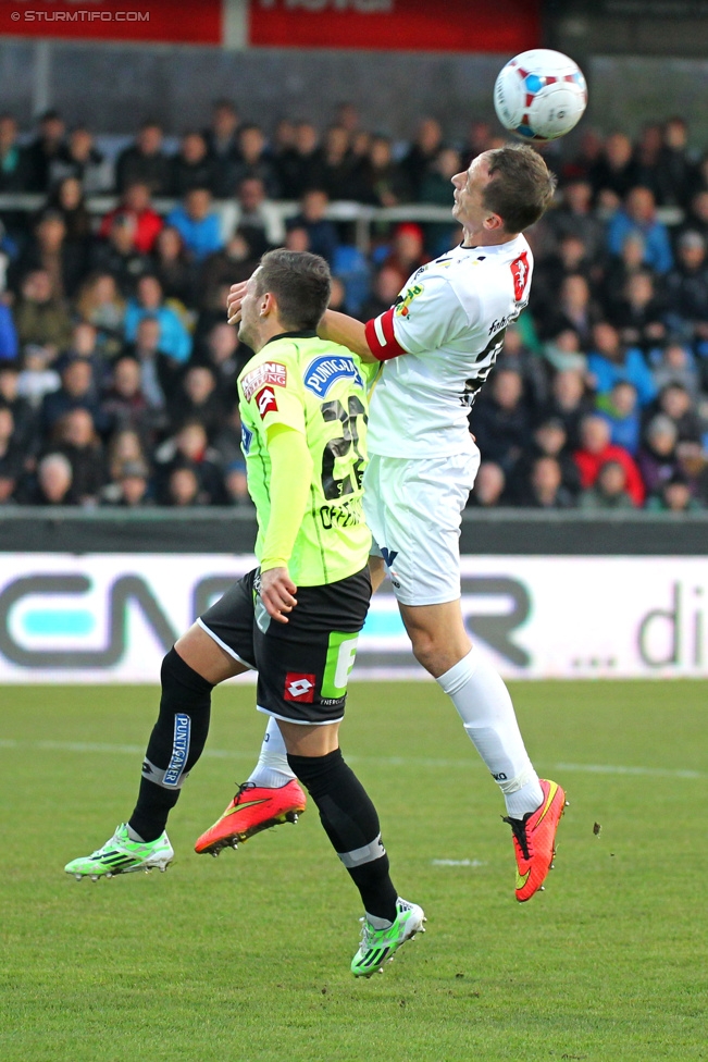 Altach - Sturm Graz
Oesterreichische Fussball Bundesliga, 19. Runde, SCR Altach - SK Sturm Graz, Stadion Schnabelholz Altach, 13.12.2014. 

Foto zeigt Daniel Offenbacher (Sturm)
Schlüsselwörter: kopfball