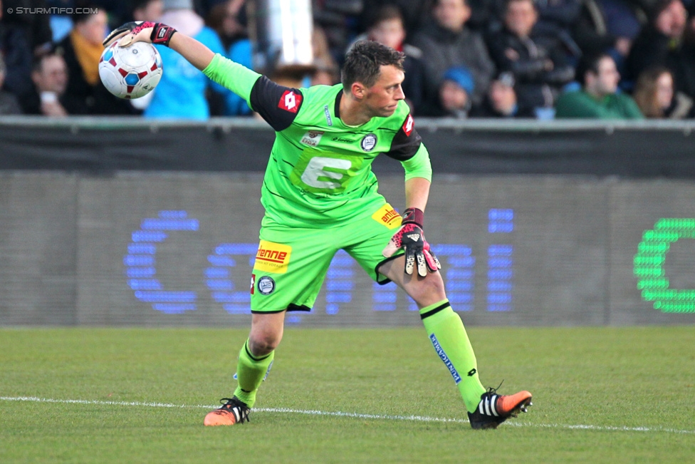 Altach - Sturm Graz
Oesterreichische Fussball Bundesliga, 19. Runde, SCR Altach - SK Sturm Graz, Stadion Schnabelholz Altach, 13.12.2014. 

Foto zeigt Christian Gratzei (Sturm)
