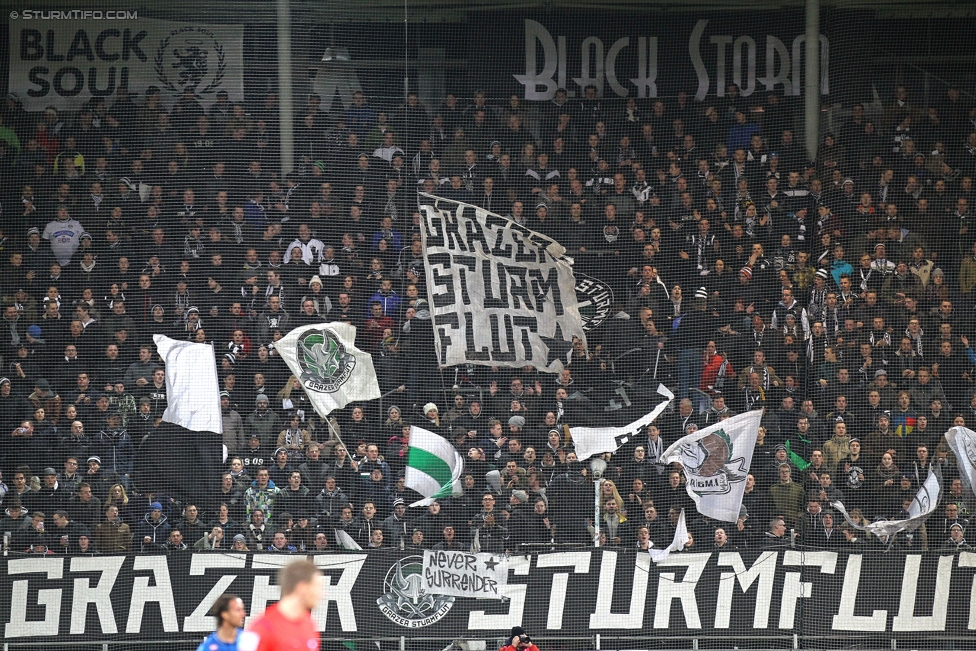 Sturm Graz - Wr. Neustadt
Oesterreichische Fussball Bundesliga, 21. Runde, SK Sturm Graz - SC Wiener Neustadt, Stadion Liebenau Graz, 21.02.2015. 

Foto zeigt Fans von Sturm
