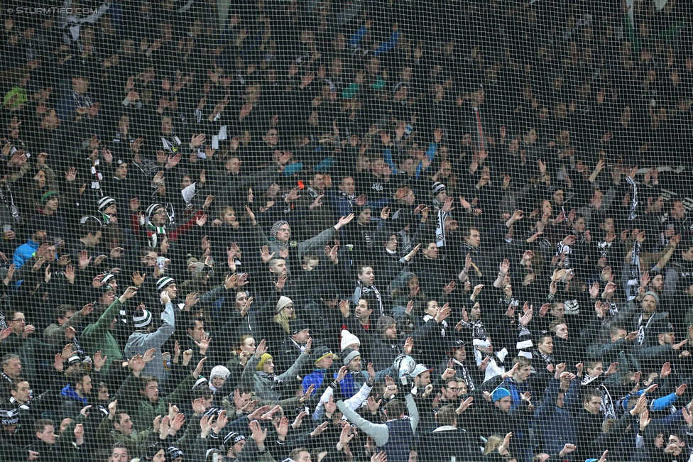 Sturm Graz - Wr. Neustadt
Oesterreichische Fussball Bundesliga, 21. Runde, SK Sturm Graz - SC Wiener Neustadt, Stadion Liebenau Graz, 21.02.2015. 

Foto zeigt Fans von Sturm
