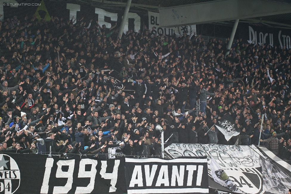 Sturm Graz - Wr. Neustadt
Oesterreichische Fussball Bundesliga, 21. Runde, SK Sturm Graz - SC Wiener Neustadt, Stadion Liebenau Graz, 21.02.2015. 

Foto zeigt Fans von Sturm
