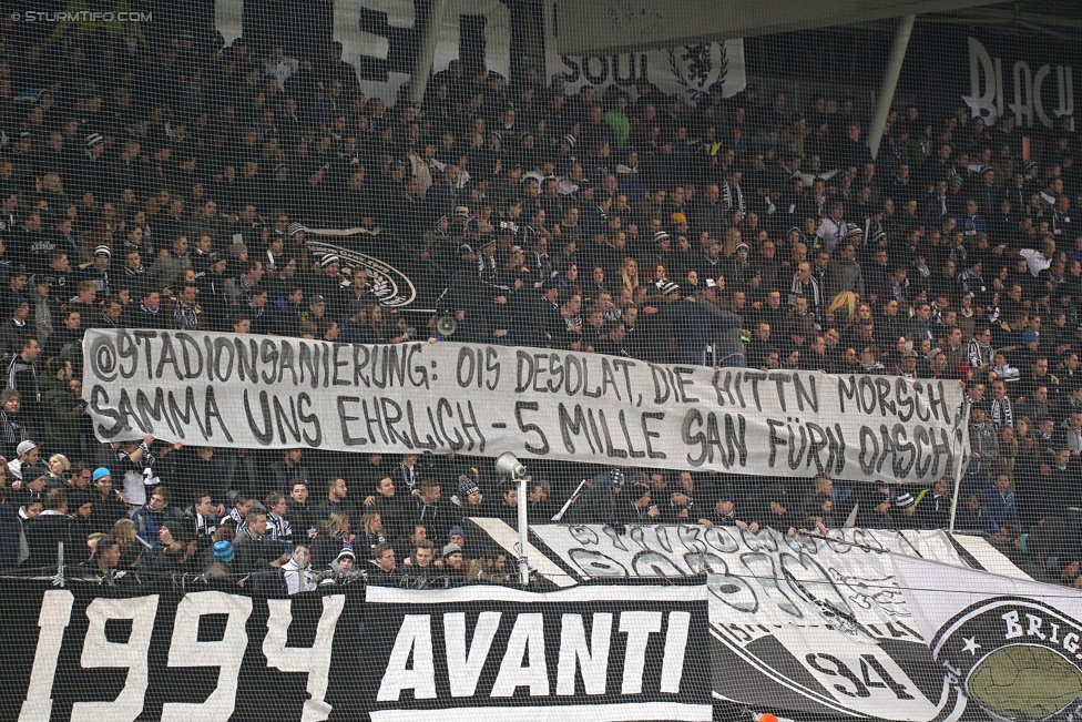 Sturm Graz - Wr. Neustadt
Oesterreichische Fussball Bundesliga, 21. Runde, SK Sturm Graz - SC Wiener Neustadt, Stadion Liebenau Graz, 21.02.2015. 

Foto zeigt Fans von Sturm
