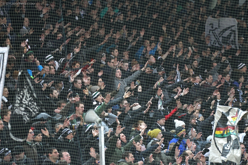 Sturm Graz - Wr. Neustadt
Oesterreichische Fussball Bundesliga, 21. Runde, SK Sturm Graz - SC Wiener Neustadt, Stadion Liebenau Graz, 21.02.2015. 

Foto zeigt Fans von Sturm
