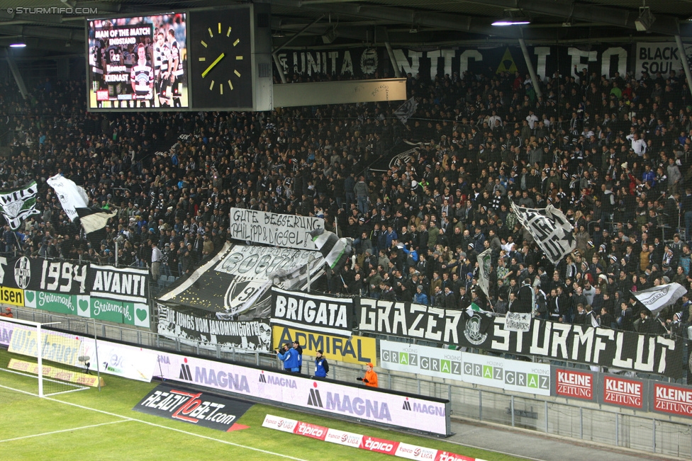 Sturm Graz - Wr. Neustadt
Oesterreichische Fussball Bundesliga, 21. Runde, SK Sturm Graz - SC Wiener Neustadt, Stadion Liebenau Graz, 21.02.2015. 

Foto zeigt Fans von Sturm
