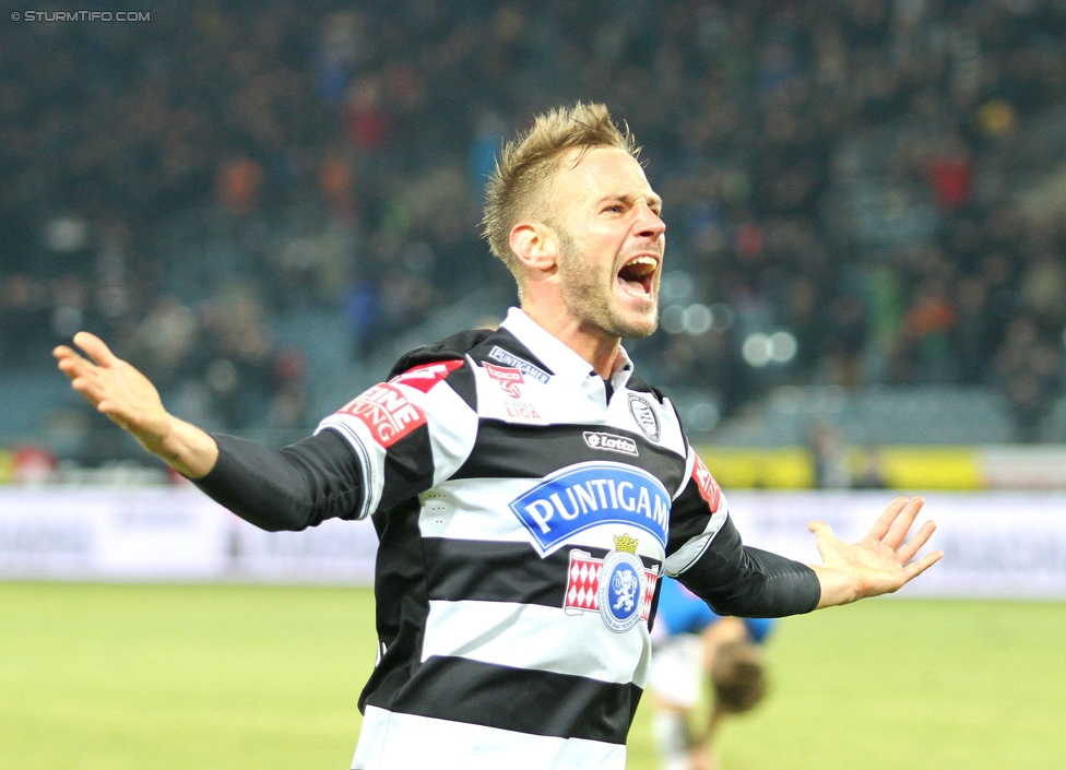 Sturm Graz - Wr. Neustadt
Oesterreichische Fussball Bundesliga, 21. Runde, SK Sturm Graz - SC Wiener Neustadt, Stadion Liebenau Graz, 21.02.2015. 

Foto zeigt Martin Ehrenreich (Sturm)
Schlüsselwörter: torjubel