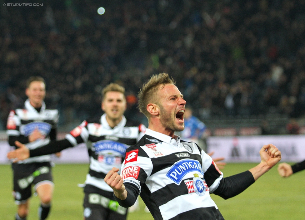 Sturm Graz - Wr. Neustadt
Oesterreichische Fussball Bundesliga, 21. Runde, SK Sturm Graz - SC Wiener Neustadt, Stadion Liebenau Graz, 21.02.2015. 

Foto zeigt Martin Ehrenreich (Sturm)
Schlüsselwörter: torjubel