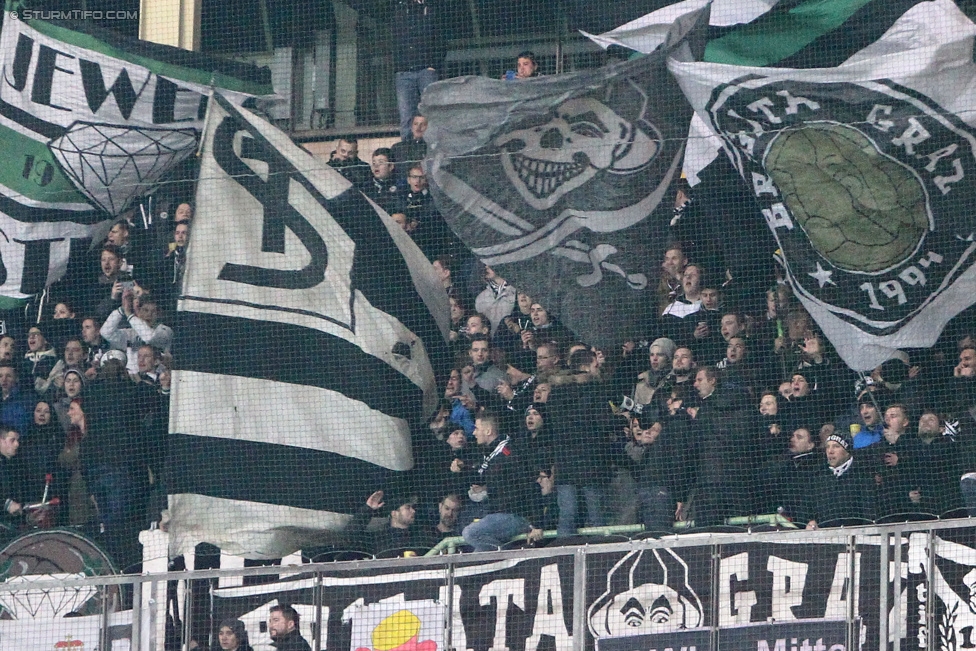 Rapid Wien - Sturm Graz
Oesterreichische Fussball Bundesliga, 22. Runde, SK Rapid Wien - SK Sturm Graz, Ernst Happel Stadion Wien, 28.02.2015. 

Foto zeigt Fans von Sturm
