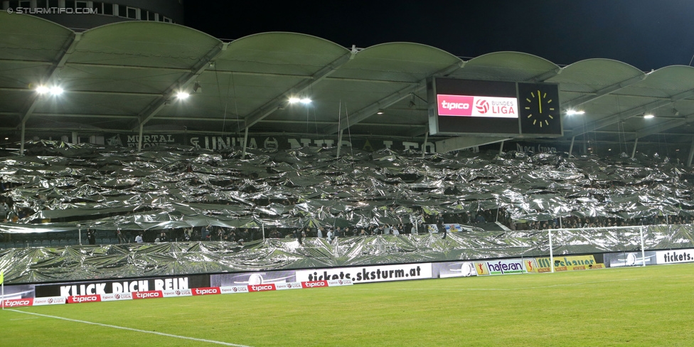 Sturm Graz - Austria Wien
Oesterreichische Fussball Bundesliga, 23. Runde, SK Sturm Graz - FK Austria Wien, Stadion Liebenau Graz, 03.03.2015. 

Foto zeigt Fans von Sturm mit einer Choreografie
