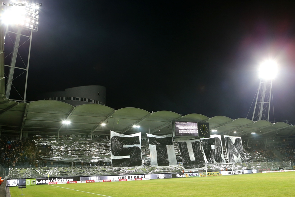 Sturm Graz - Austria Wien
Oesterreichische Fussball Bundesliga, 23. Runde, SK Sturm Graz - FK Austria Wien, Stadion Liebenau Graz, 03.03.2015. 

Foto zeigt Fans von Sturm mit einer Choreografie
Schlüsselwörter: pyrotechnik
