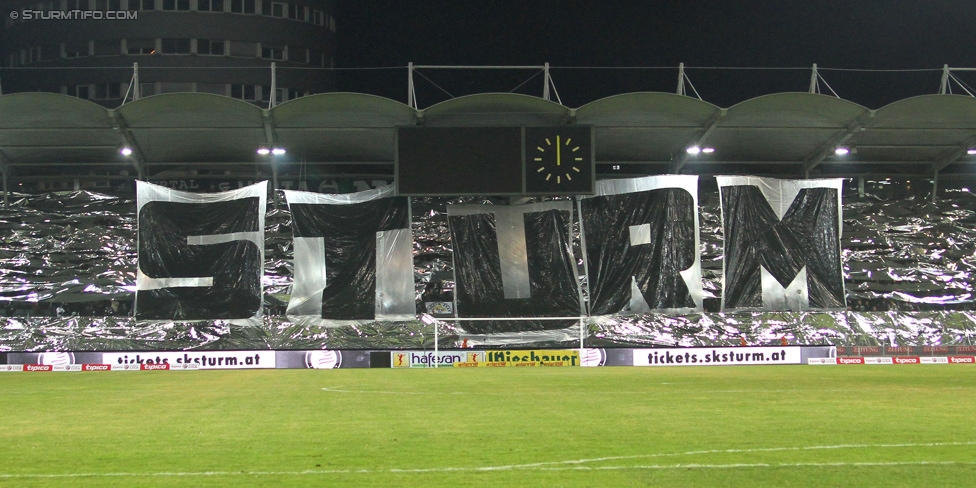 Sturm Graz - Austria Wien
Oesterreichische Fussball Bundesliga, 23. Runde, SK Sturm Graz - FK Austria Wien, Stadion Liebenau Graz, 03.03.2015. 

Foto zeigt Fans von Sturm mit einer Choreografie
