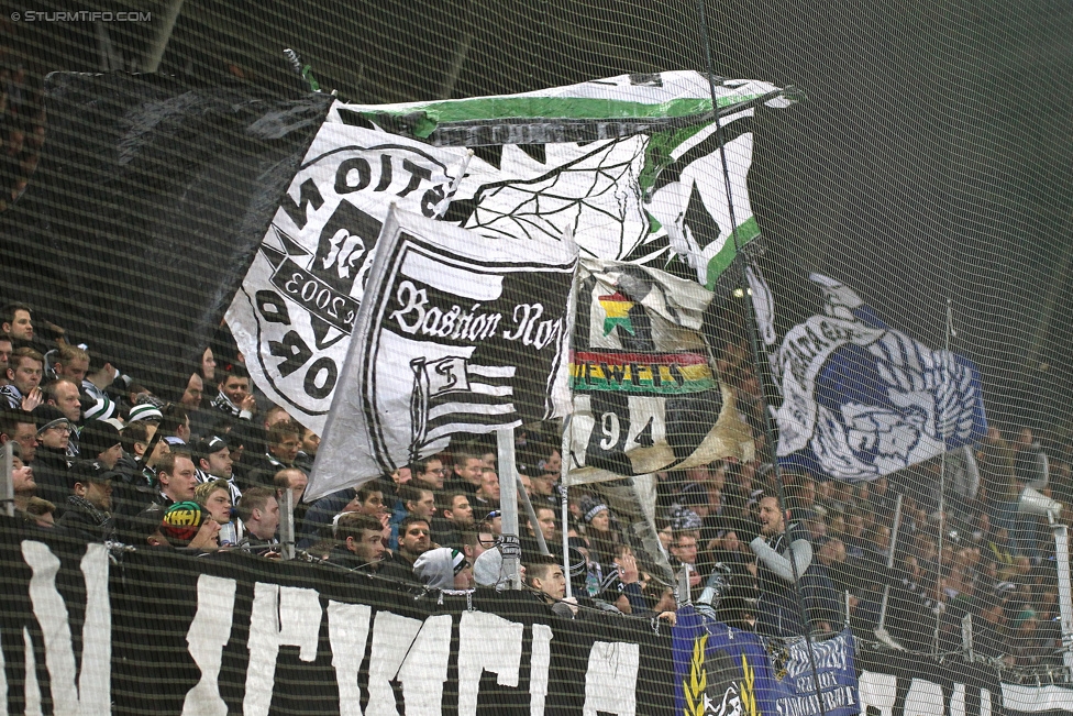 Sturm Graz - Austria Wien
Oesterreichische Fussball Bundesliga, 23. Runde, SK Sturm Graz - FK Austria Wien, Stadion Liebenau Graz, 03.03.2015. 

Foto zeigt Fans von Sturm
