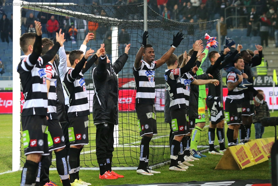 Sturm Graz - Austria Wien
Oesterreichische Fussball Bundesliga, 23. Runde, SK Sturm Graz - FK Austria Wien, Stadion Liebenau Graz, 03.03.2015. 

Foto zeigt die Mannschaft von Sturm
Schlüsselwörter: jubel