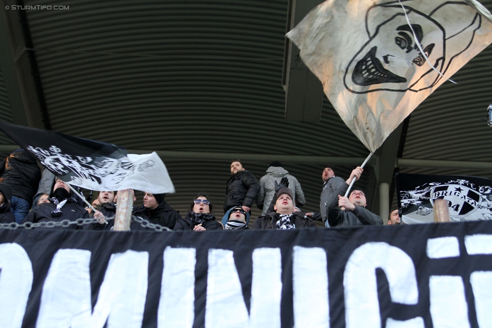 Sturm Graz - Wolfsberg
Oesterreichische Fussball Bundesliga, 24. Runde, SK Sturm Graz - Wolfsberg AC, Stadion Liebenau Graz, 07.03.2015. 

Foto zeigt Fans von Sturm
