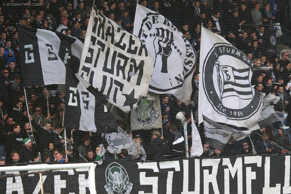 Sturm Graz - Wolfsberg
Oesterreichische Fussball Bundesliga, 24. Runde, SK Sturm Graz - Wolfsberg AC, Stadion Liebenau Graz, 07.03.2015. 

Foto zeigt Fans von Sturm
