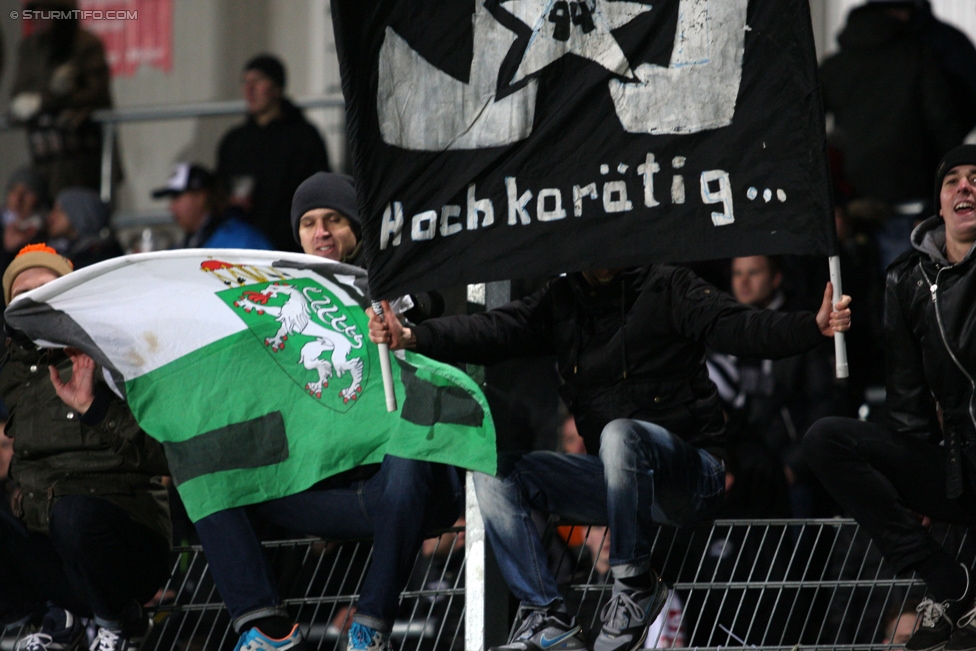 Groedig - Sturm Graz
Oesterreichische Fussball Bundesliga, 20. Runde, SV Groedig - SK Sturm Graz, Untersbergarena Groedig, 11.03.2015. 

Foto zeigt Fans von Sturm
