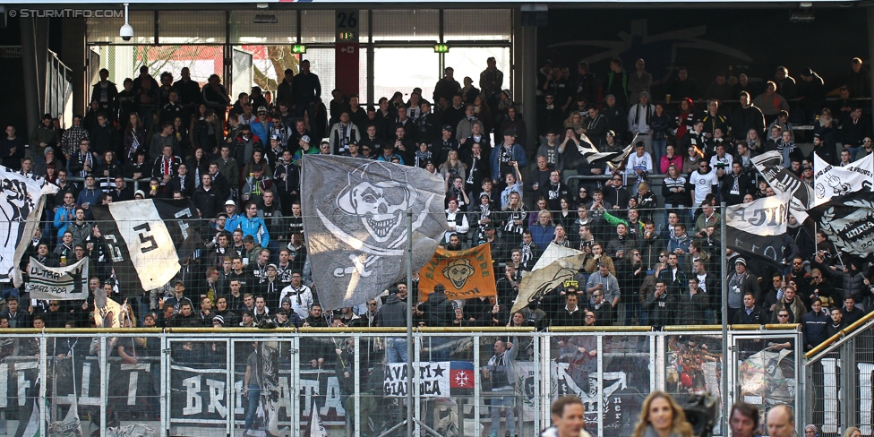 RB Salzburg - Sturm Graz
Oesterreichische Fussball Bundesliga, 25. Runde, FC RB Salzburg - SK Sturm Graz, Stadion Wals-Siezenheim, 15.03.2015. 

Foto zeigt Fans von Sturm
