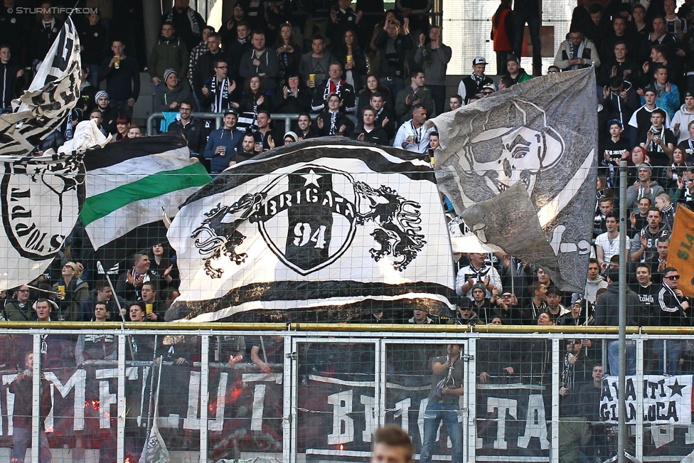 RB Salzburg - Sturm Graz
Oesterreichische Fussball Bundesliga, 25. Runde, FC RB Salzburg - SK Sturm Graz, Stadion Wals-Siezenheim, 15.03.2015. 

Foto zeigt Fans von Sturm
