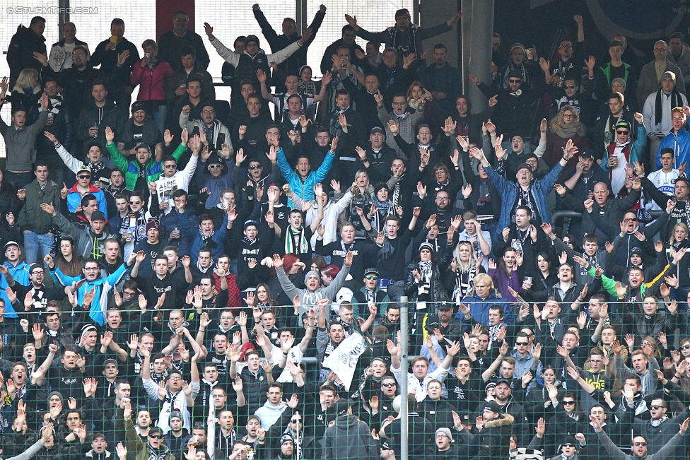 RB Salzburg - Sturm Graz
Oesterreichische Fussball Bundesliga, 25. Runde, FC RB Salzburg - SK Sturm Graz, Stadion Wals-Siezenheim, 15.03.2015. 

Foto zeigt Fans von Sturm
