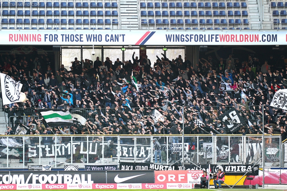 RB Salzburg - Sturm Graz
Oesterreichische Fussball Bundesliga, 25. Runde, FC RB Salzburg - SK Sturm Graz, Stadion Wals-Siezenheim, 15.03.2015. 

Foto zeigt Fans von Sturm
