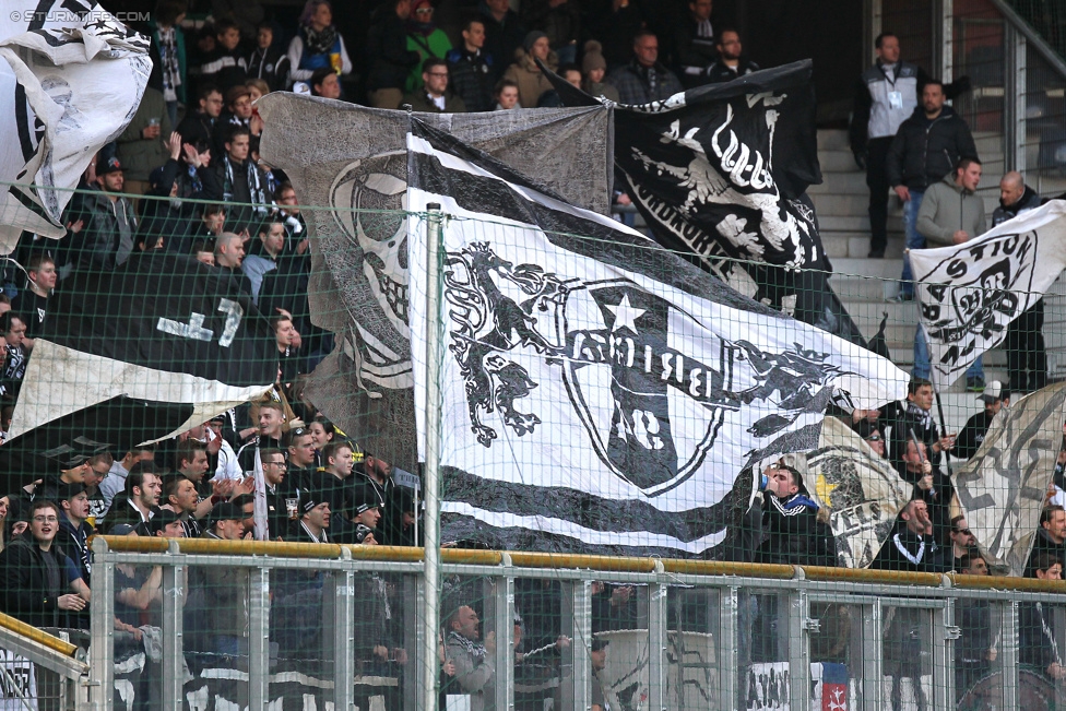 RB Salzburg - Sturm Graz
Oesterreichische Fussball Bundesliga, 25. Runde, FC RB Salzburg - SK Sturm Graz, Stadion Wals-Siezenheim, 15.03.2015. 

Foto zeigt Fans von Sturm
