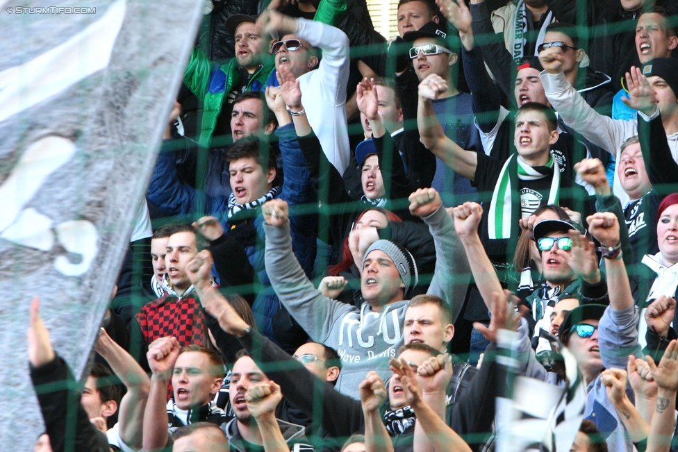 RB Salzburg - Sturm Graz
Oesterreichische Fussball Bundesliga, 25. Runde, FC RB Salzburg - SK Sturm Graz, Stadion Wals-Siezenheim, 15.03.2015. 

Foto zeigt Fans von Sturm
