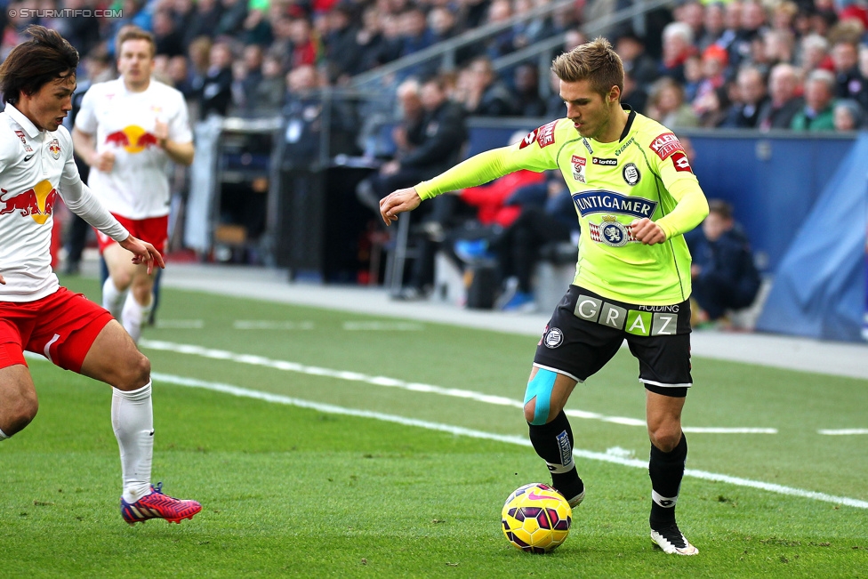 RB Salzburg - Sturm Graz
Oesterreichische Fussball Bundesliga, 25. Runde, FC RB Salzburg - SK Sturm Graz, Stadion Wals-Siezenheim, 15.03.2015. 

Foto Thorsten Schick (Sturm) 
