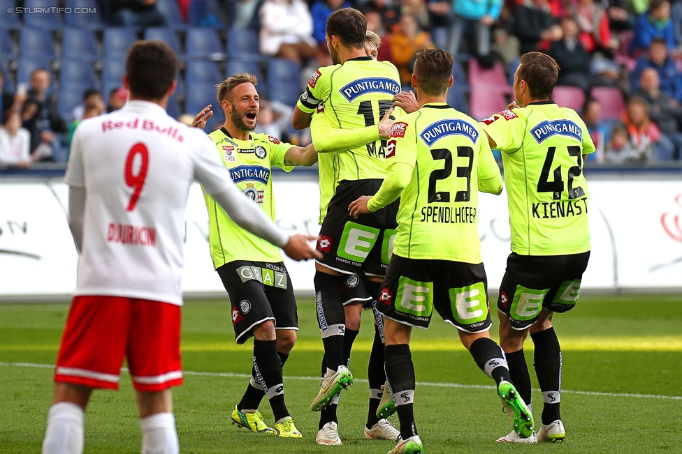 RB Salzburg - Sturm Graz
Oesterreichische Fussball Bundesliga, 25. Runde, FC RB Salzburg - SK Sturm Graz, Stadion Wals-Siezenheim, 15.03.2015. 

Foto zeigt Martin Ehrenreich (Sturm), Simon Piesinger (Sturm), Michael Madl (Sturm), Lukas Spendlhofer (Sturm) und Roman Kienast (Sturm)
Schlüsselwörter: torjubel