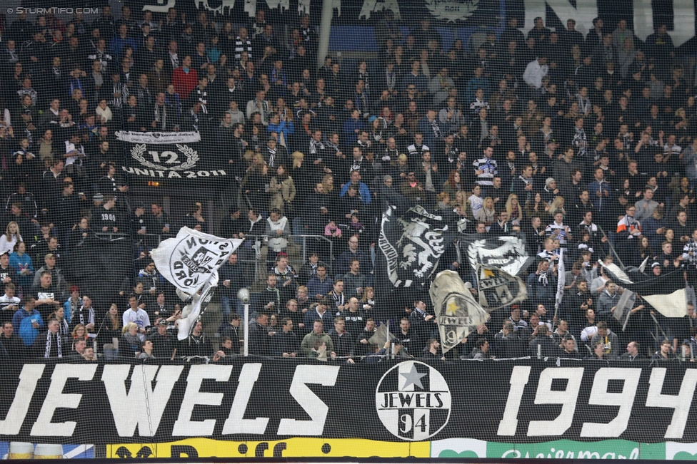 Sturm Graz - Admira
Oesterreichische Fussball Bundesliga, 26. Runde, SK Sturm Graz - FC Admira Wacker Moedling, Stadion Liebenau Graz, 21.03.2015. 

Foto zeigt Fans von Sturm
