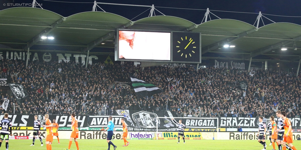 Sturm Graz - Admira
Oesterreichische Fussball Bundesliga, 26. Runde, SK Sturm Graz - FC Admira Wacker Moedling, Stadion Liebenau Graz, 21.03.2015. 

Foto zeigt Fans von Sturm
