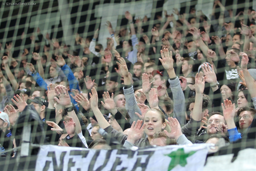 Sturm Graz - Admira
Oesterreichische Fussball Bundesliga, 26. Runde, SK Sturm Graz - FC Admira Wacker Moedling, Stadion Liebenau Graz, 21.03.2015. 

Foto zeigt Fans von Sturm
