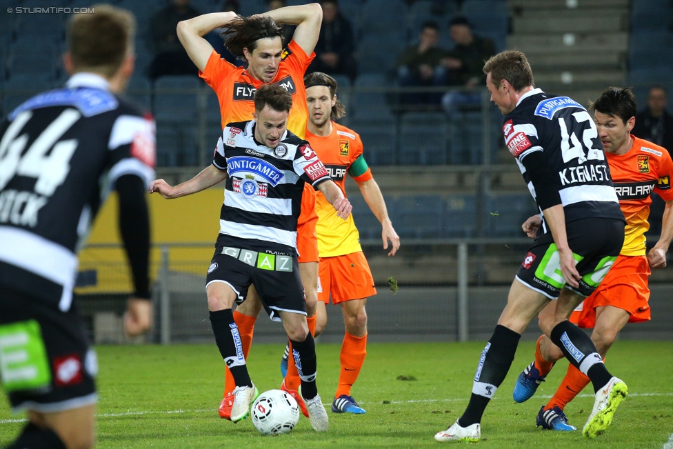 Sturm Graz - Admira
Oesterreichische Fussball Bundesliga, 26. Runde, SK Sturm Graz - FC Admira Wacker Moedling, Stadion Liebenau Graz, 21.03.2015. 

Foto zeigt Christian Klem (Sturm) und Roman Kienast (Sturm)
