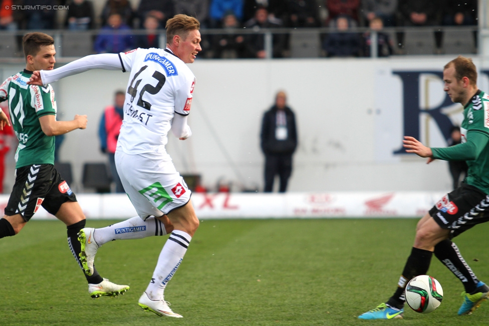 Ried - Sturm Graz
Oesterreichische Fussball Bundesliga, 27. Runde, SV Ried - SK Sturm Graz, Arena Ried, 05.04.2015. 

Foto zeigt Roman Kienast (Sturm)
